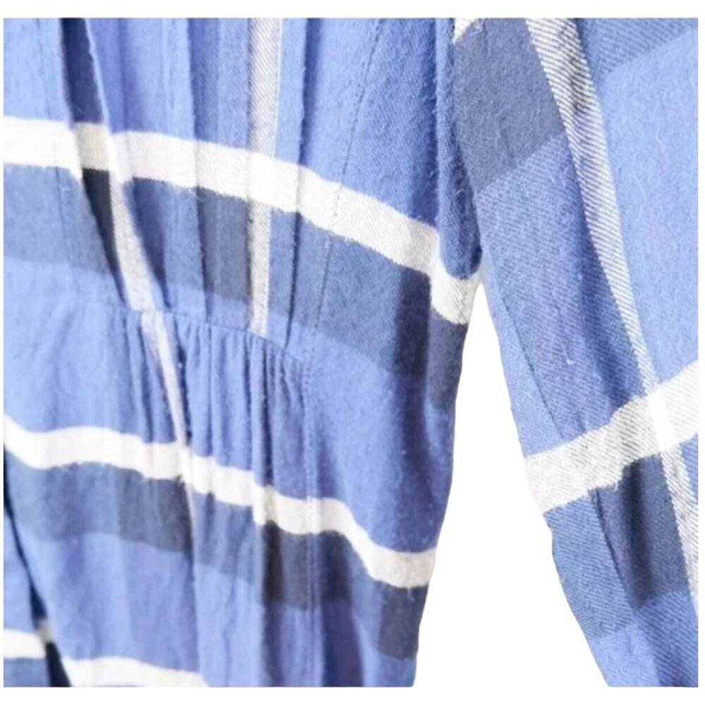 Anthropologie Holding Horses Blue Plaid Flannel Womens Shacket Top Women's Size - Picture 7 of 11